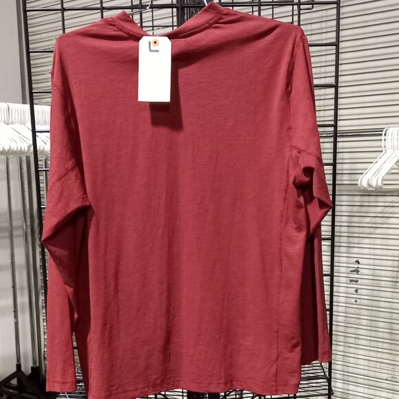 Long Sleeve Flex Henley - Fire Brick Red | Large - Picture 3 of 7